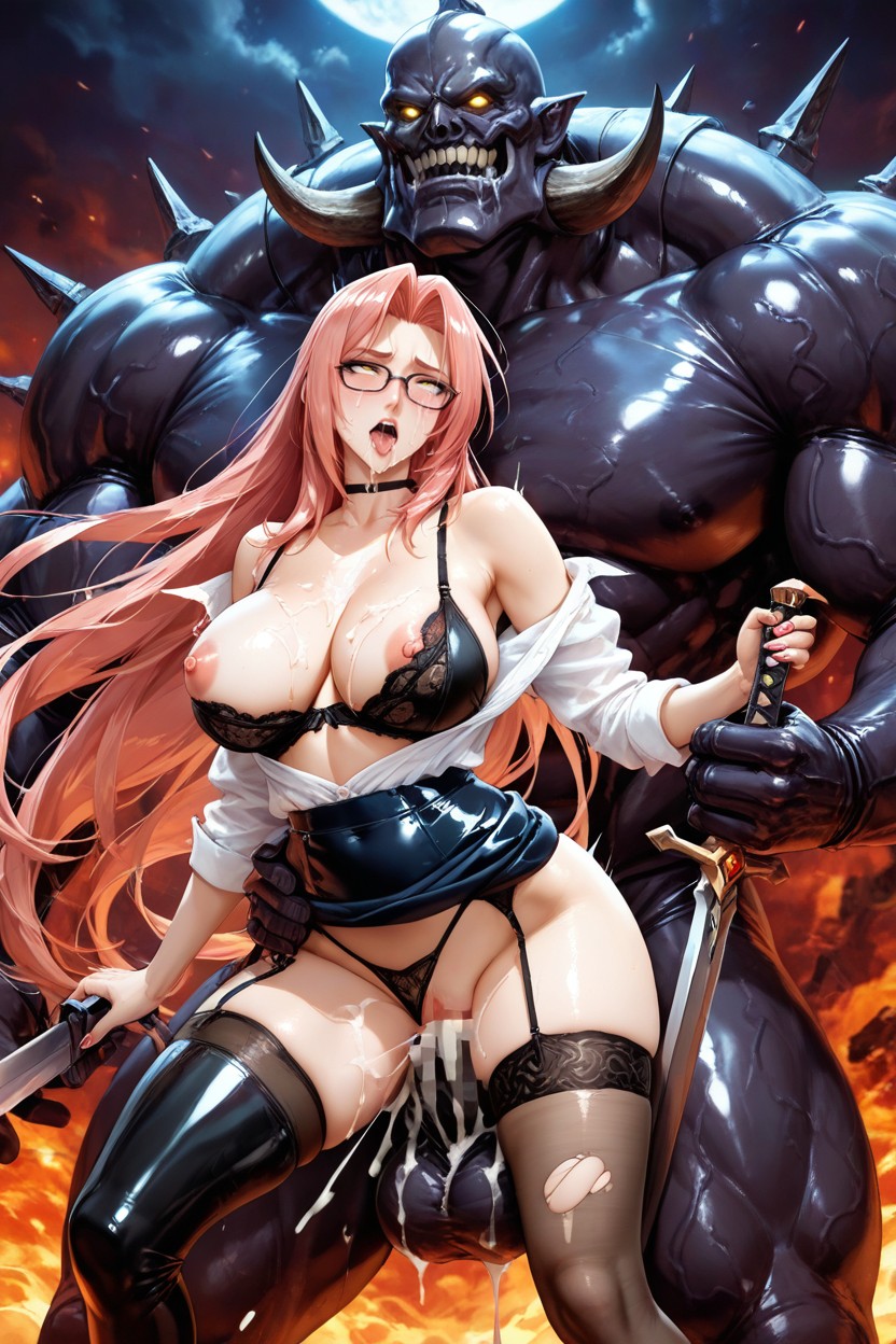 Bra Unhooked From Back, Bra Broken From Front, Enourmous Monster Hentai AI Porn