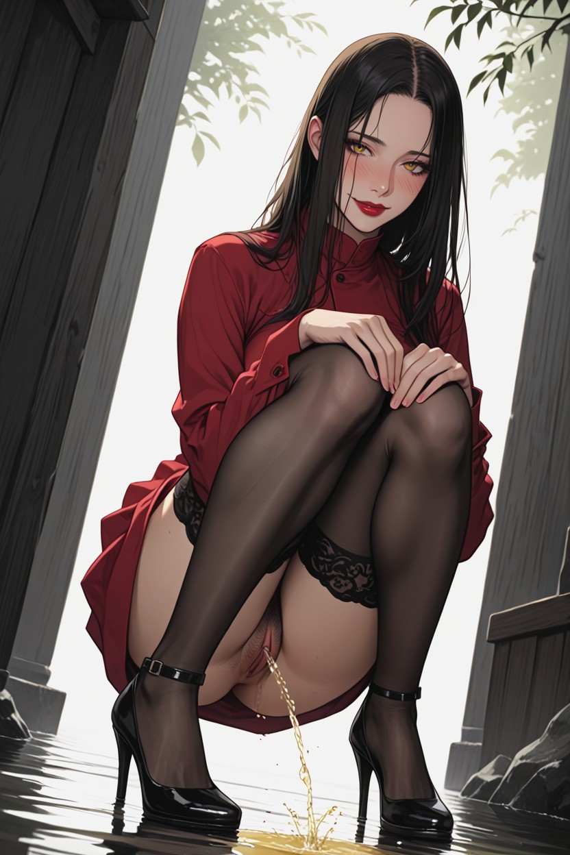 Black Stockings, Akabur Artstyle, Knees Up Hentai AI Porn