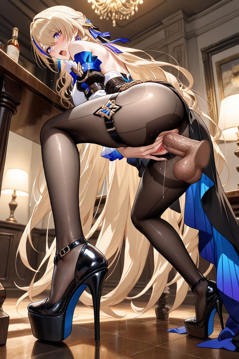 Very Beautiful Legs, Ultra Long Length Legs, Ass Up And Face Against Wall Hentai IA