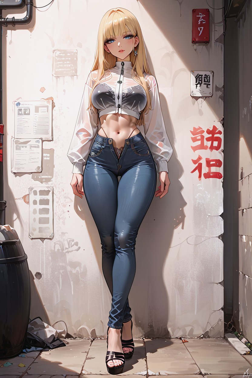Straight Bangs, Unzipped Jeans, Very Tight Butt Hentai AI Porn