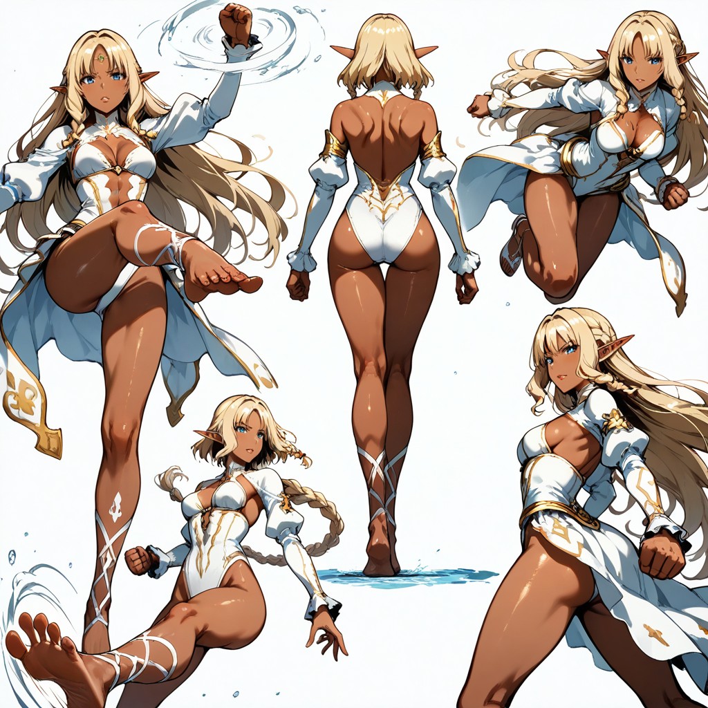 Dark Skin Elf, Bouncing Spherical Breast, Head Follow Motion Hentai AI Porn