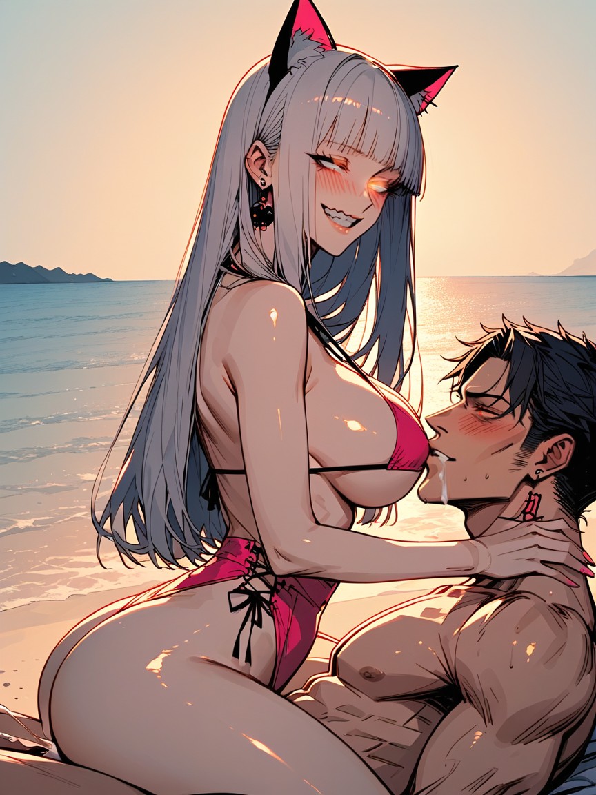 Full Face Blush, Deep Kiss, Snatched Waist Hentai AI Porn