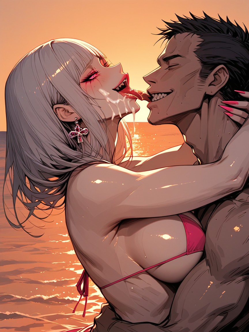 Pink Bikini, Detailed Stomach, Laying Hentai AI Porn