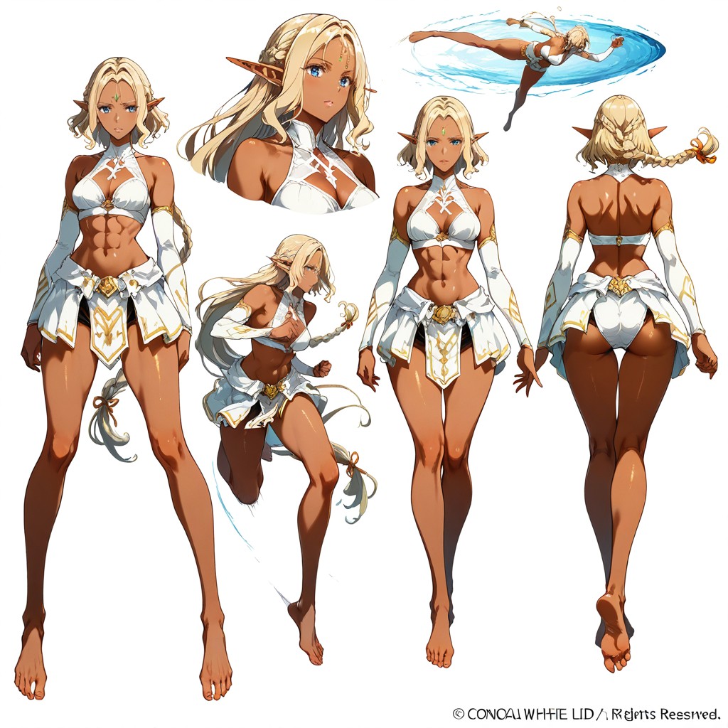 Endou Okito Art Style, 25+, Dark Skin Elf Hentai AI Porn