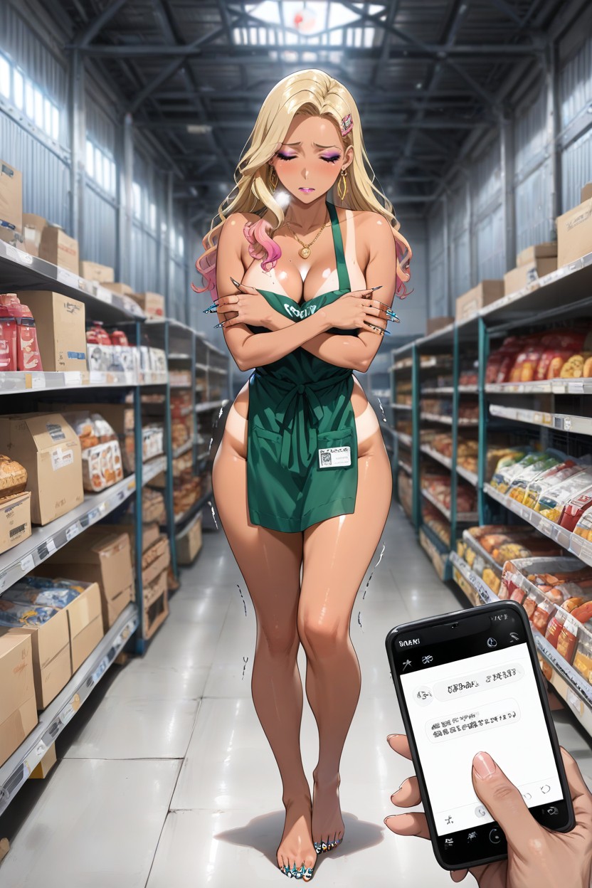 Hugging Self, Goosebumps On Skin, A Man's Hand Taking A Photo With A Smartphone Hentai IA