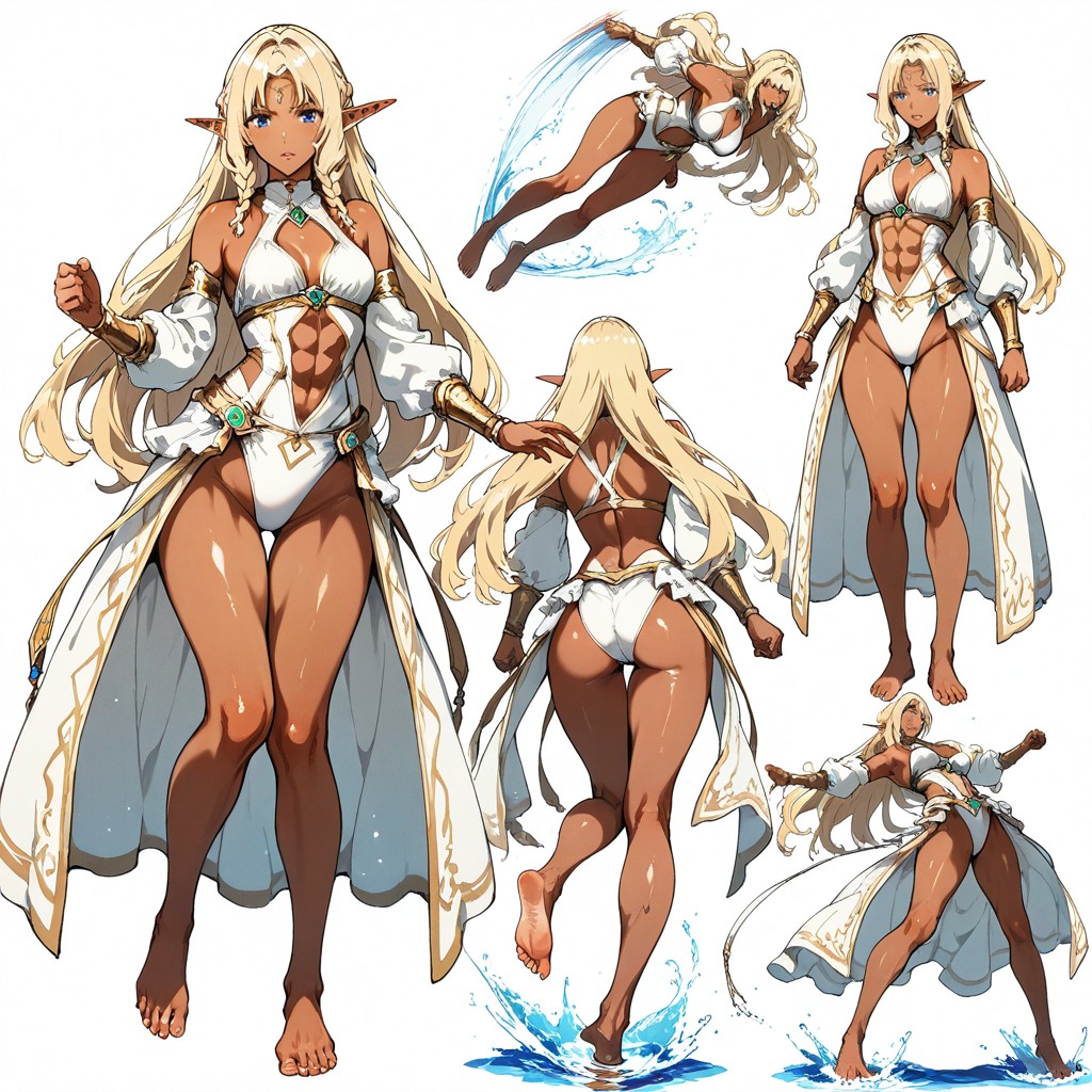 En Forma, White Background, Wavy Blonde Hair Hentai IA