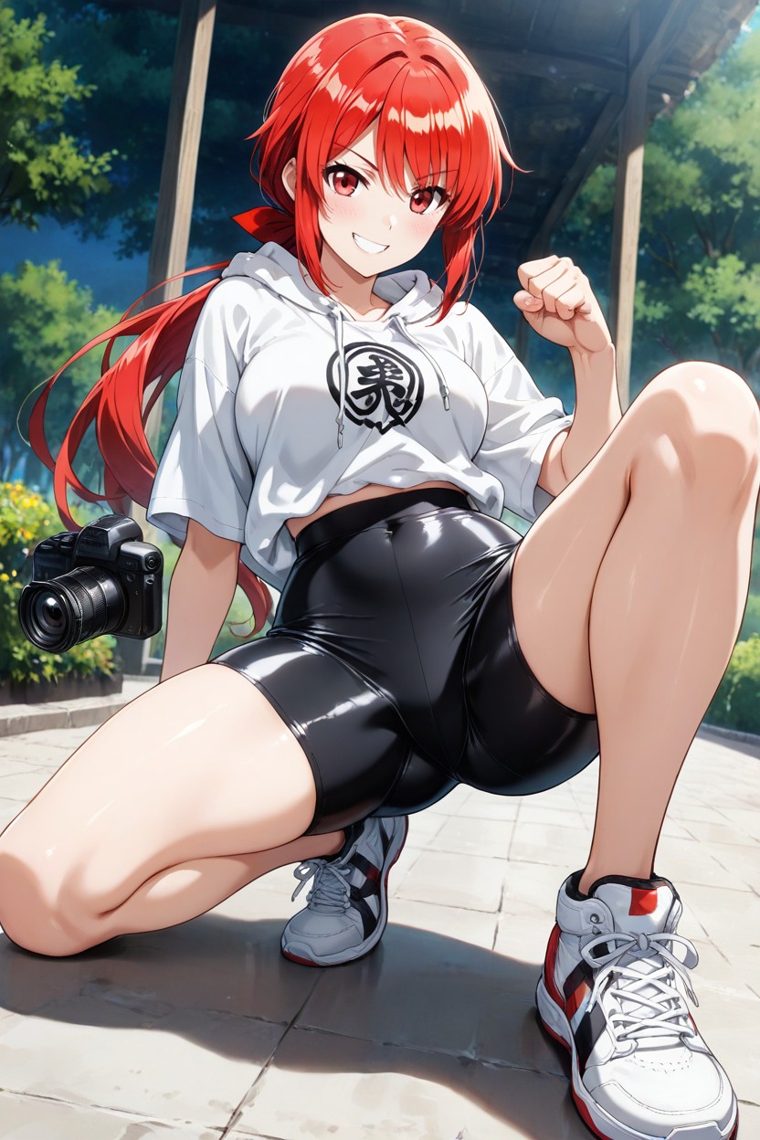 Field Of View Is Drawn From A Distance That Captures The Whole Body, And White Teeth After A Long Life, Right Hand Made Into A Fist Hentai AI Porn