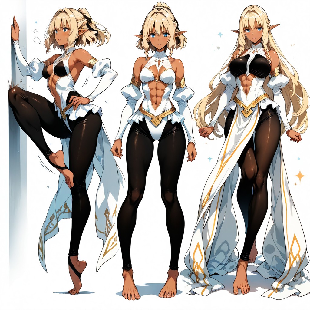 Multiple Angle, Same Character Proportions And Outfits, White Background Hentai AI Porn