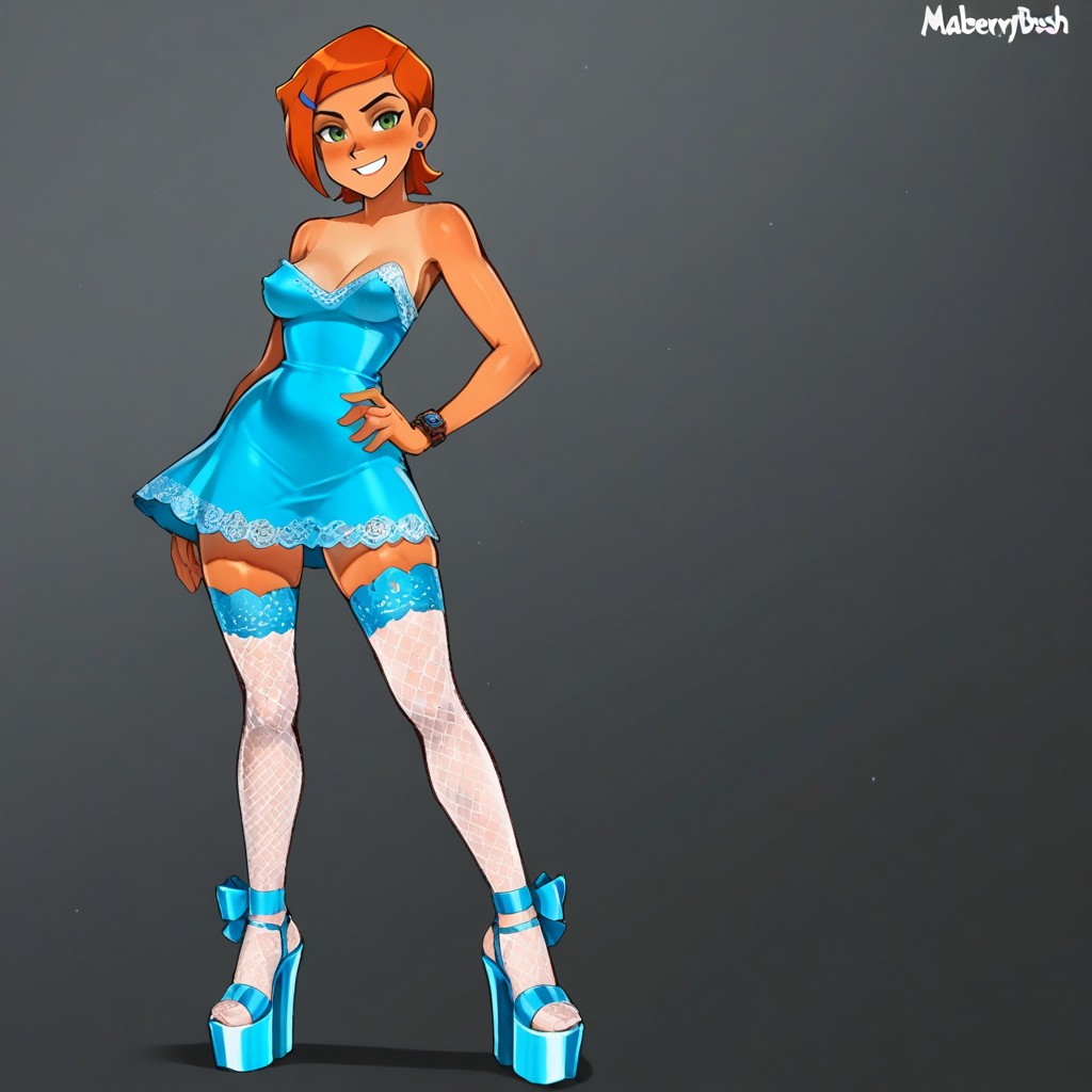 Legs Apart, Sandal Straps, Smiling Mouth Open Hentai AI Porn