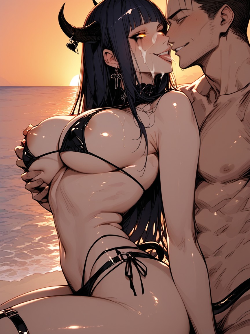 Deep Passionate Kiss, High Detail, Pencil Waist Hentai IA