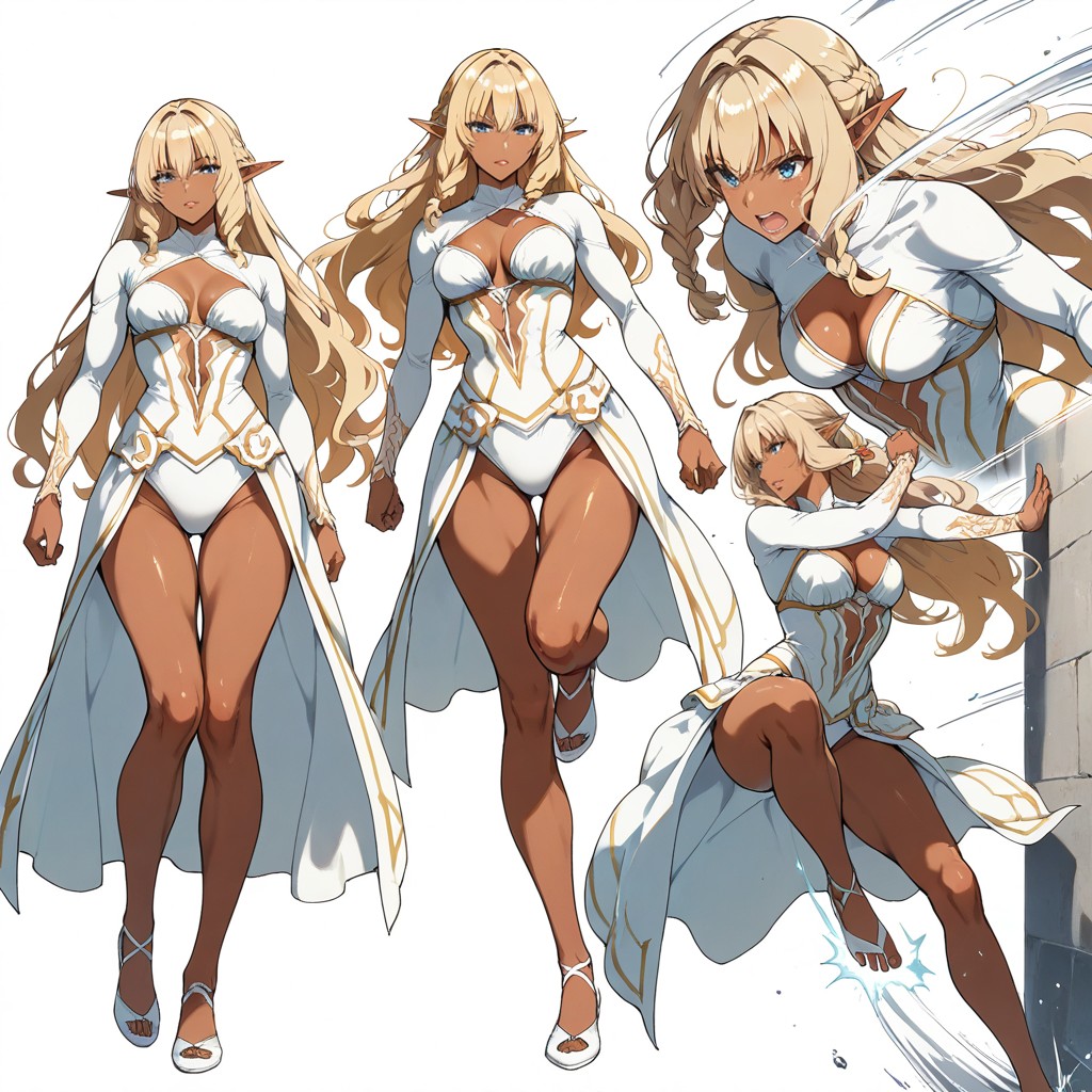 Contraluz, Agressive Poses, Wavy Blonde Hair Hentai IA