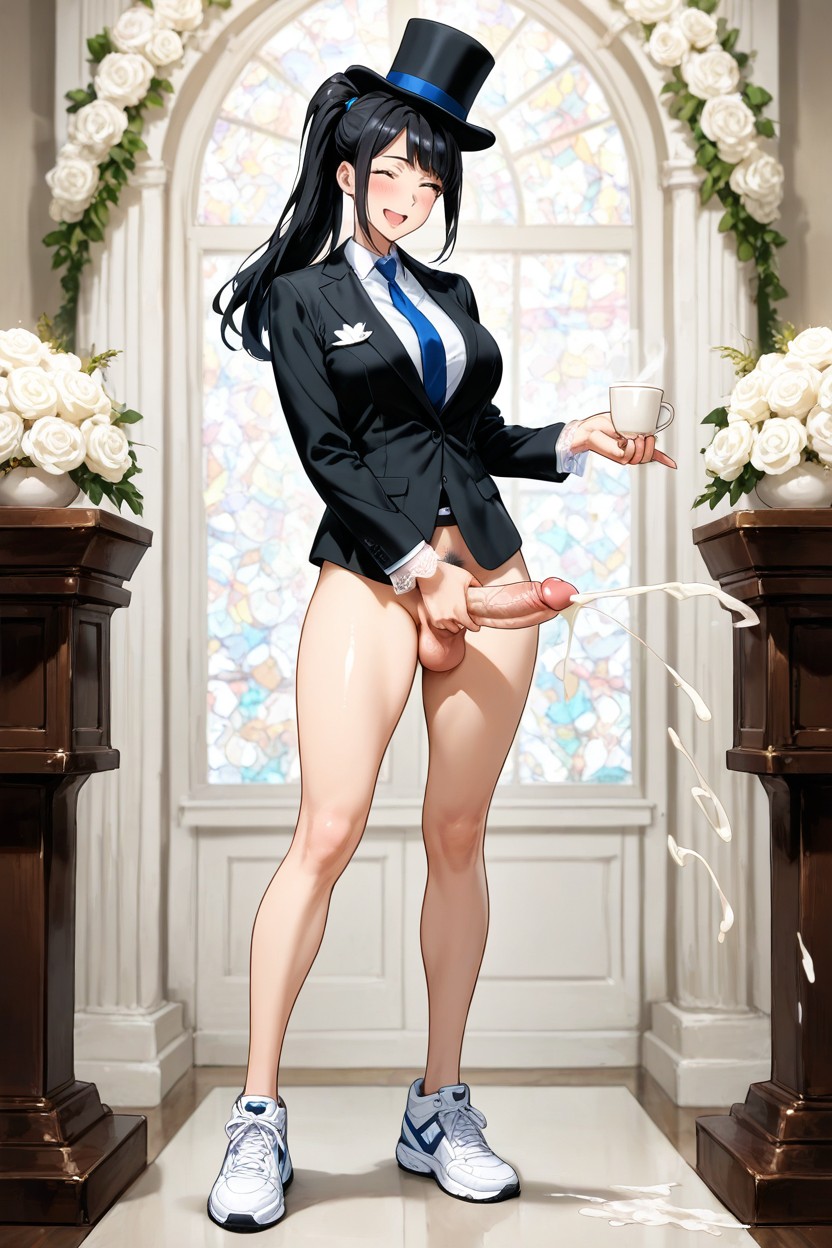 Wearing Black Top Hat, No Wearing Underwear, Beautiful Penis Hentai AI Porn