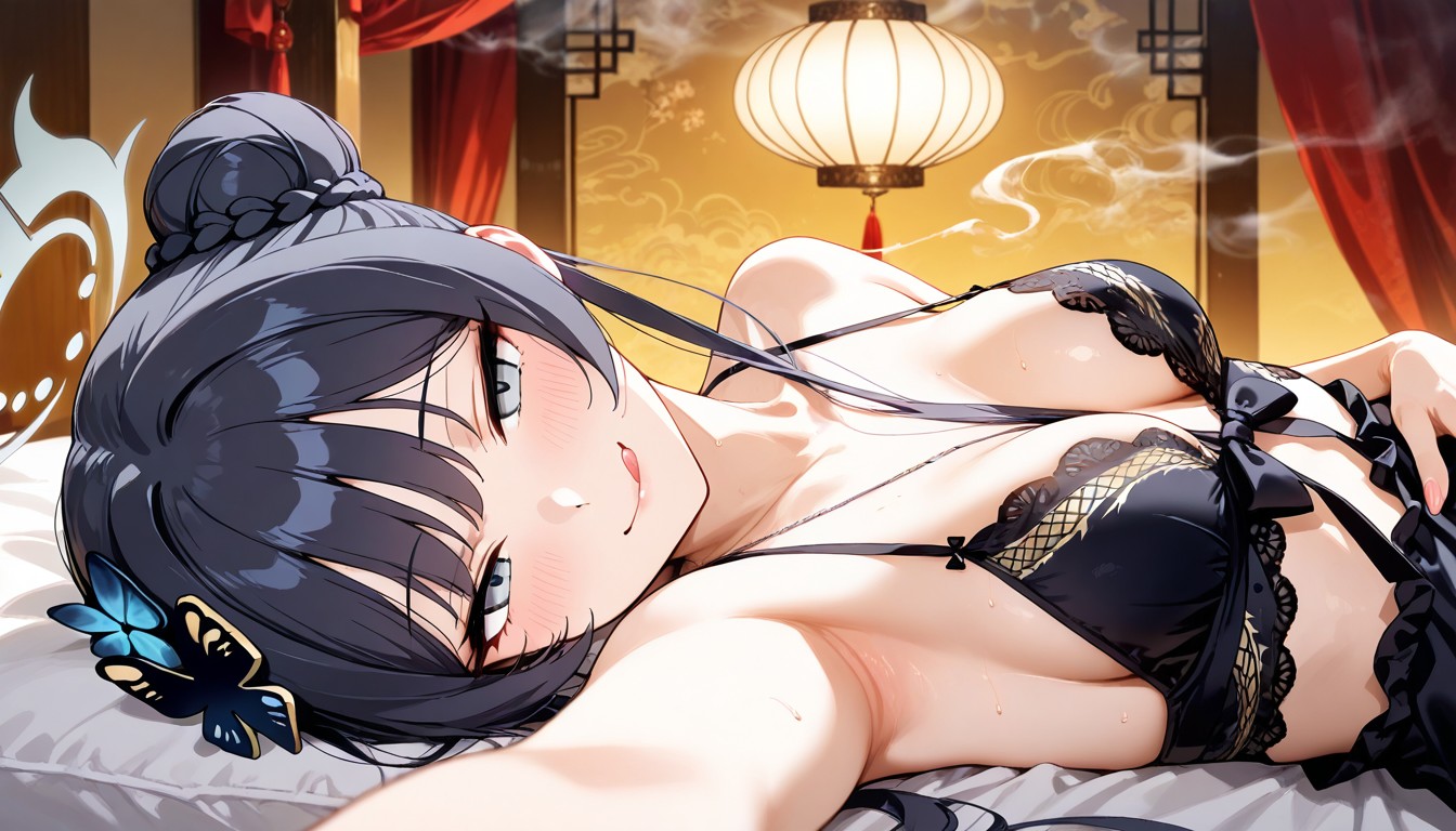 Lying Down On The Bed, Bust Shot, Looking At Viewer Hentai AI Porn