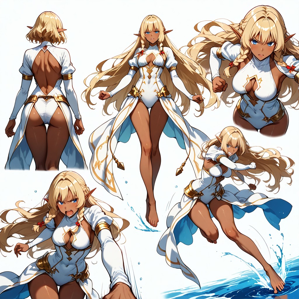 Wavy Blonde Hair, Realist, Gold 헨타이 AI 포르노
