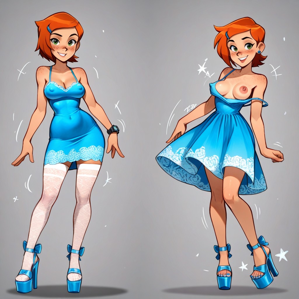 Dancing, Solo, White Stockings Hentai IA