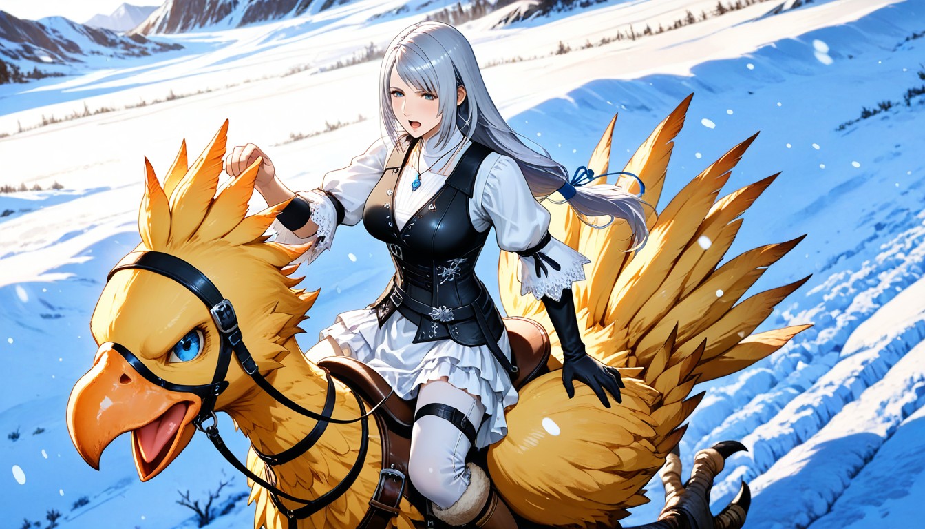 Blue String Ribbon On Neck, Reins On Both Hands, Culo Mediano Hentai IA
