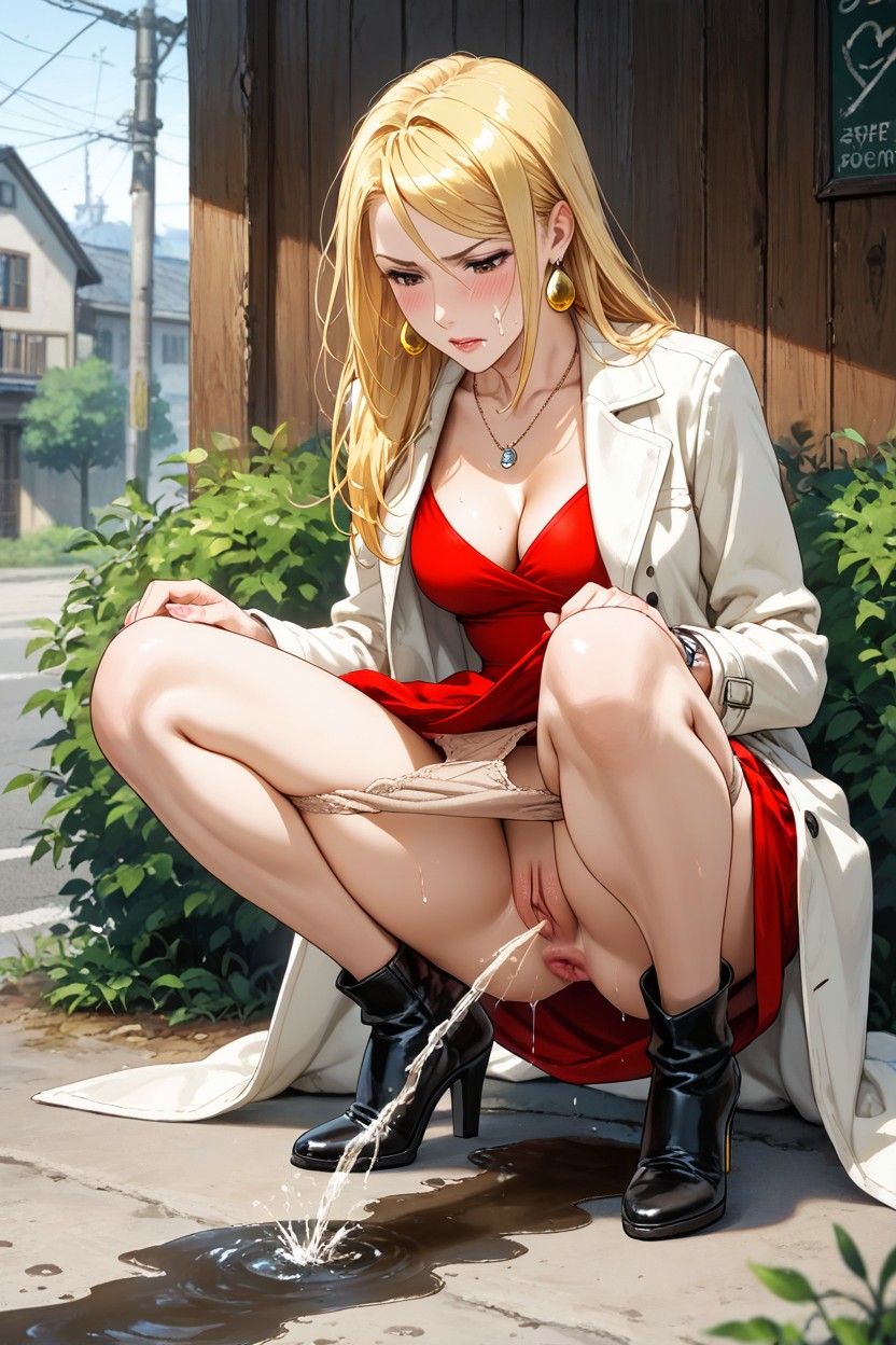 Constipated Pussy Dripping, Perfect Face, Constipated AI黃漫