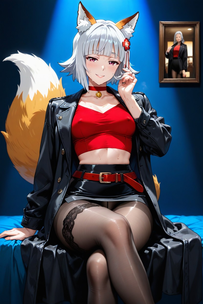 Blunt Bangs, Tail, Serene And Composed Expression Porno IA Hentai