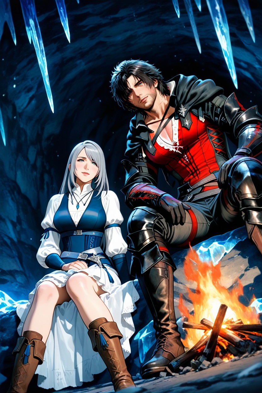 In Heat Expression, Blue Pendant Necklace, Single Black Elbow Length Fencing Glove On Right Hand Porno IA Hentai
