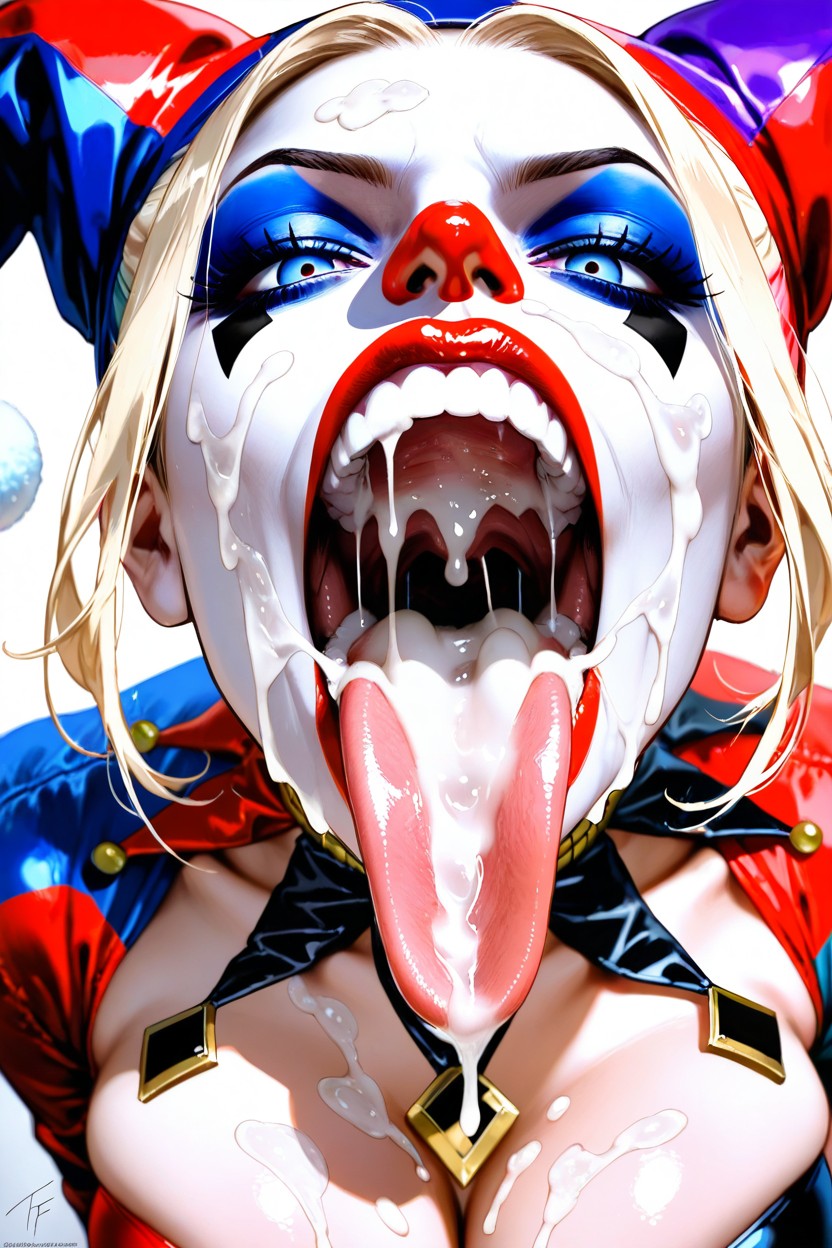 正面図, Cum In Mouth, Harley Quinn Jester Hat ヘンタイAIポルノ