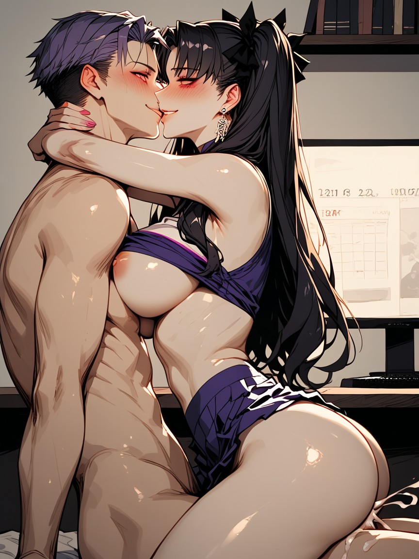 Pressing Cock Into Ass, Happy, Cross Earrings Hentai IA