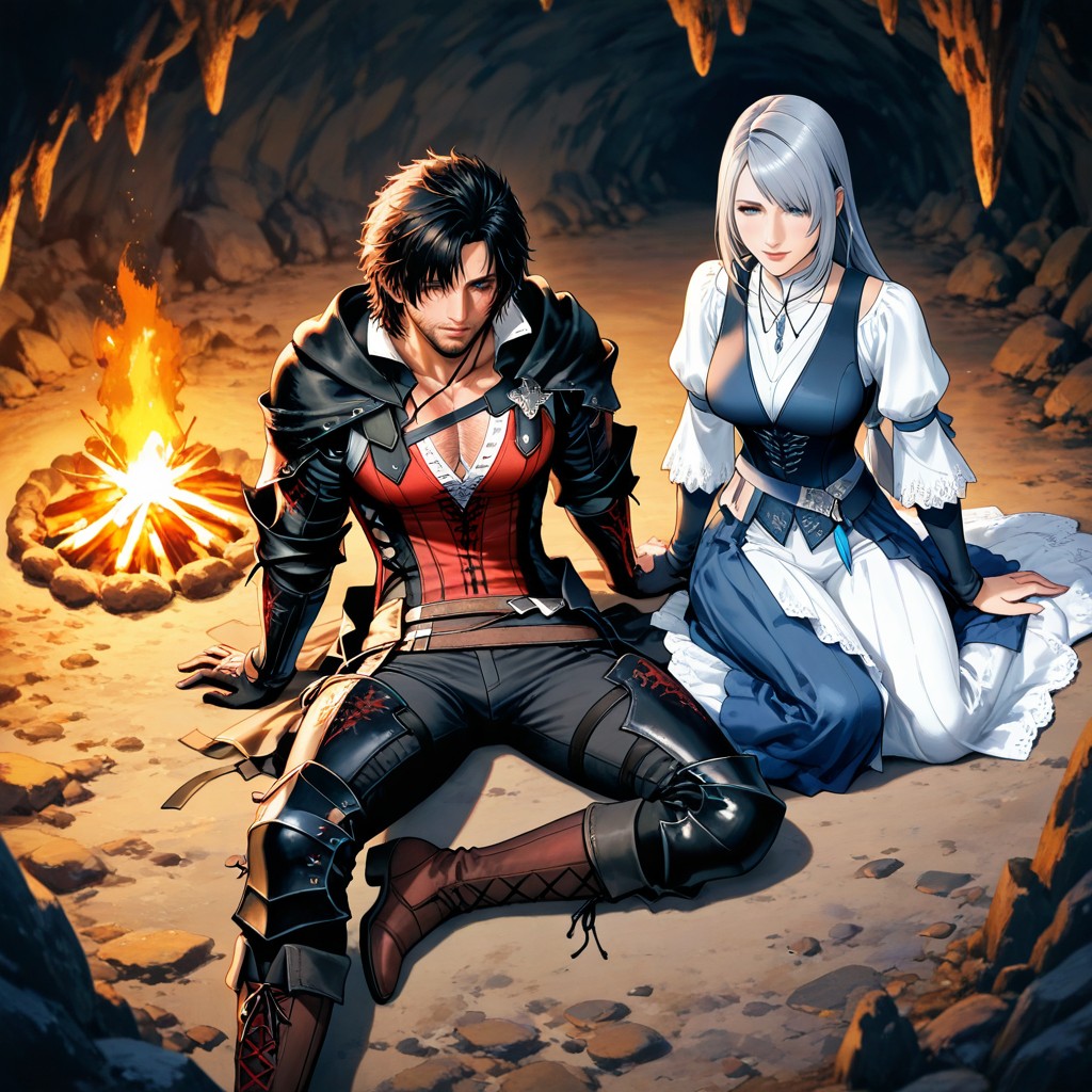 Sitting Next To Clive Rosfield, Thigh-high Blue And Brown Boots, Fermer Porno IA Hentai
