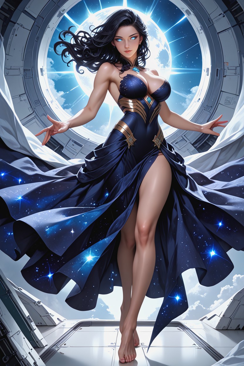 Detailed Hair, Cosmic Dress, Pale Skin AI黃漫