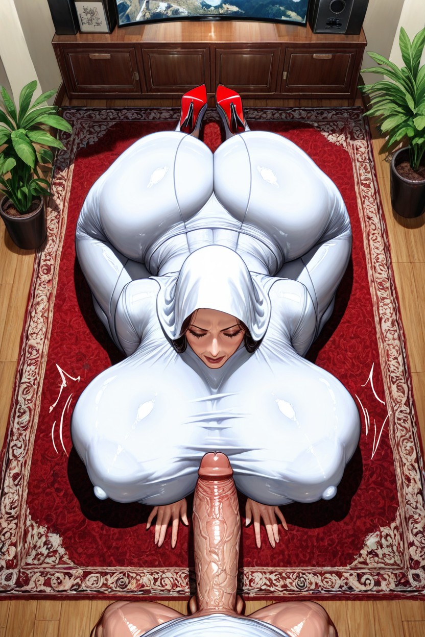Woman On Carpet, Naked African Man Standing, Woman Apologies To Gods ヘンタイAIポルノ