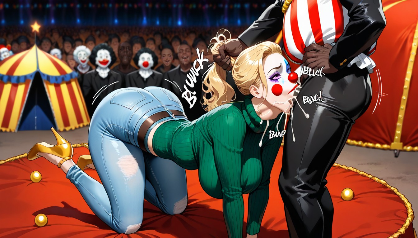 Eyes Wide Open, Blowjob Motion Lines, Hair Grab Porno IA Hentai