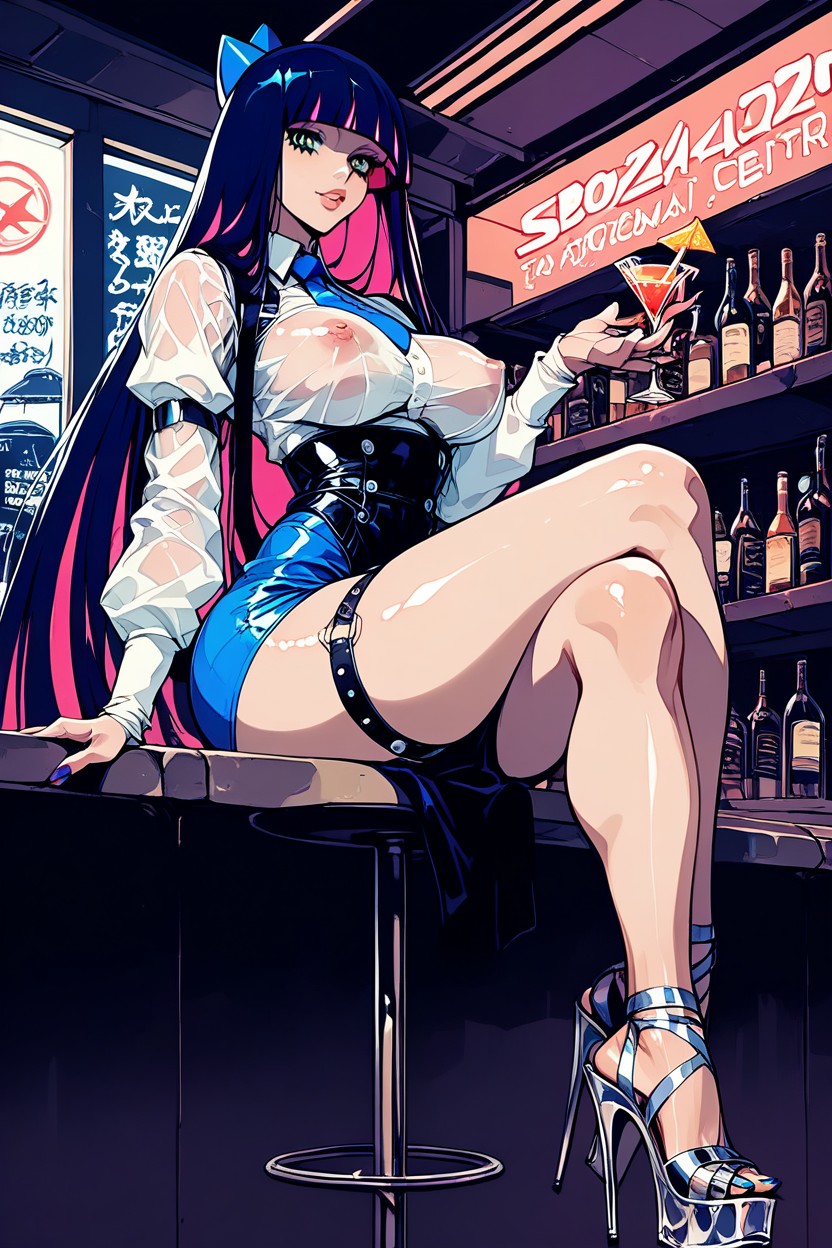 Beautiful, Slutty, In Front Of Nightclub Bar Behind Her Hentai IA pornografia