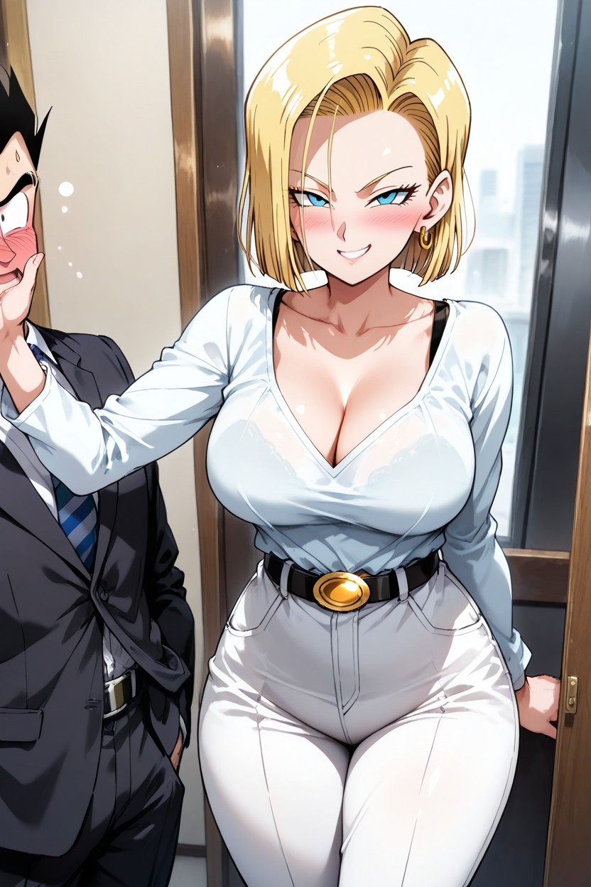 Long Sleeves, Has A Wicked Expression, And Is Blushing Porno IA Hentai