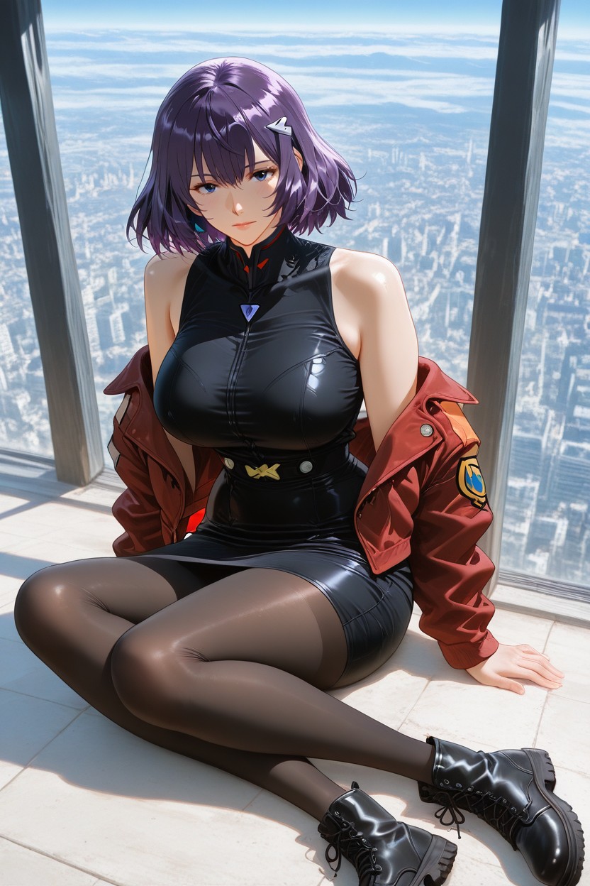 Red Cropped Jacket, Subtle Futuristic Tailoring, Minimal Seams Porno IA Hentai