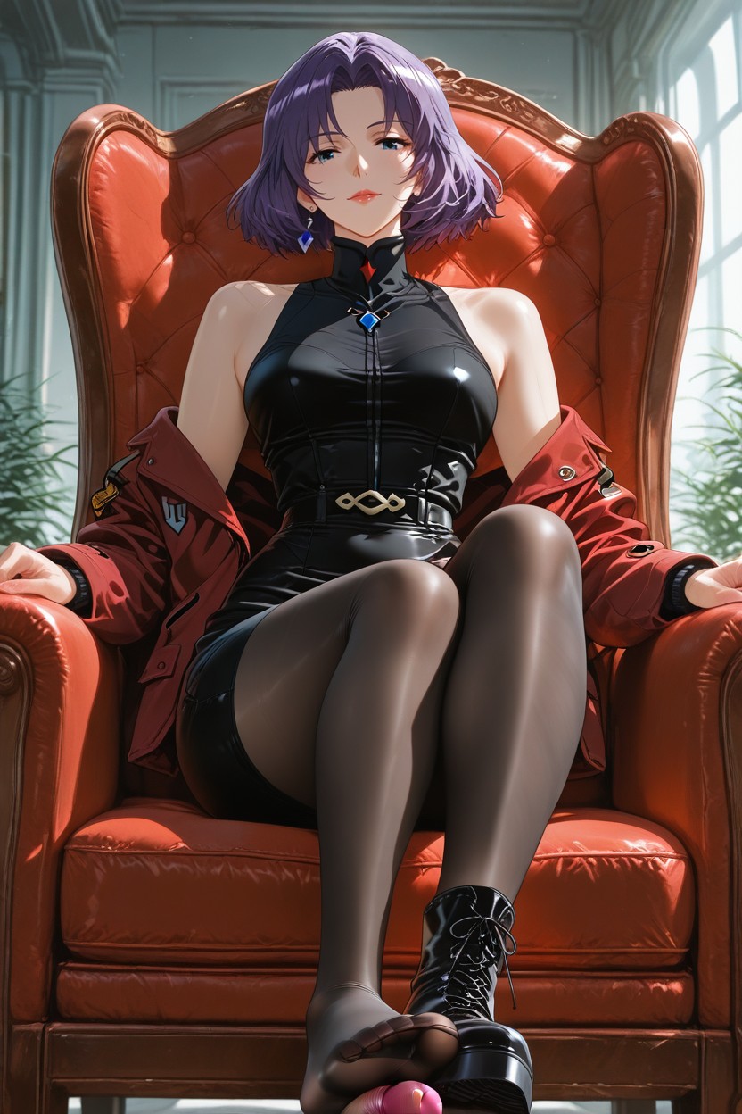 Elegant Silhouette, Low Camera Angle From Foot Level, Black Opaque Tights Optional Hentai AI Porn