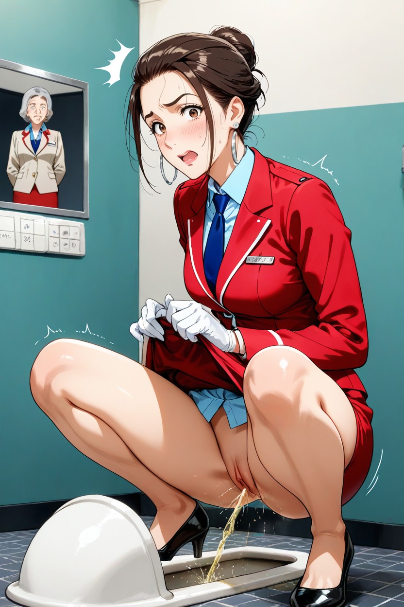 Panic, Looking At The Viewer, Desperation Pee Porno IA Hentai