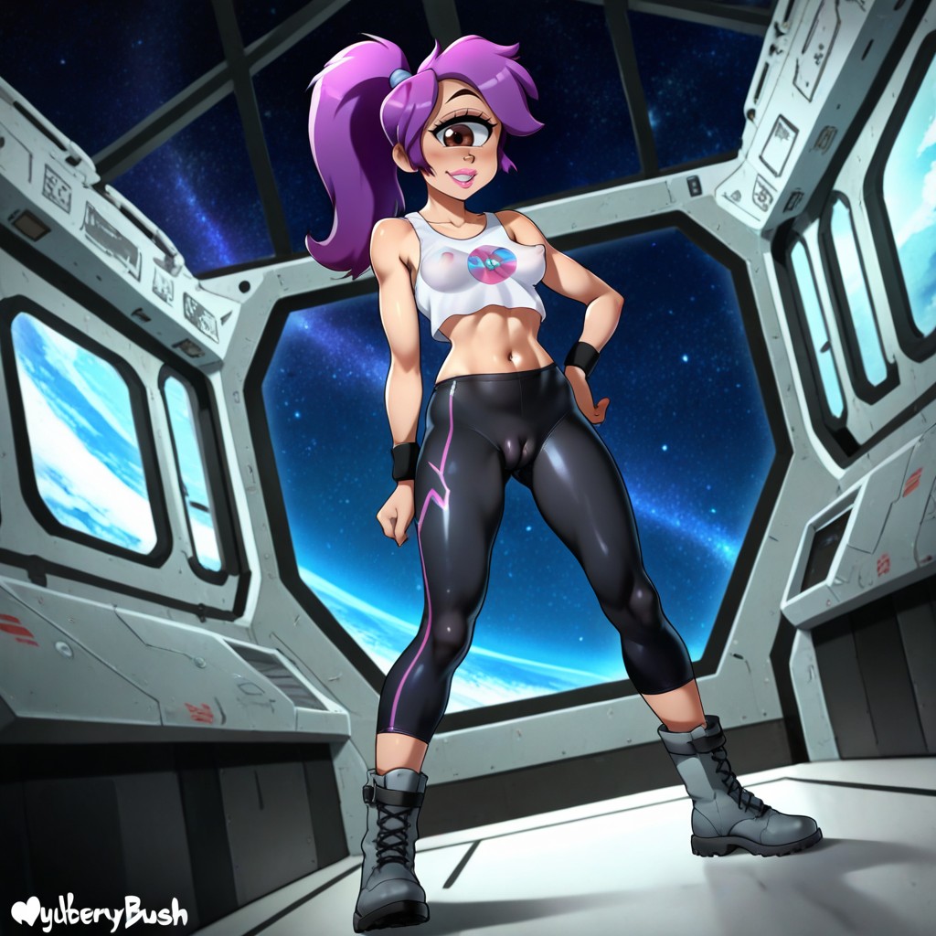 Sourire Bouche Ouverte, Indoors, Tight Leggings Porno IA Hentai