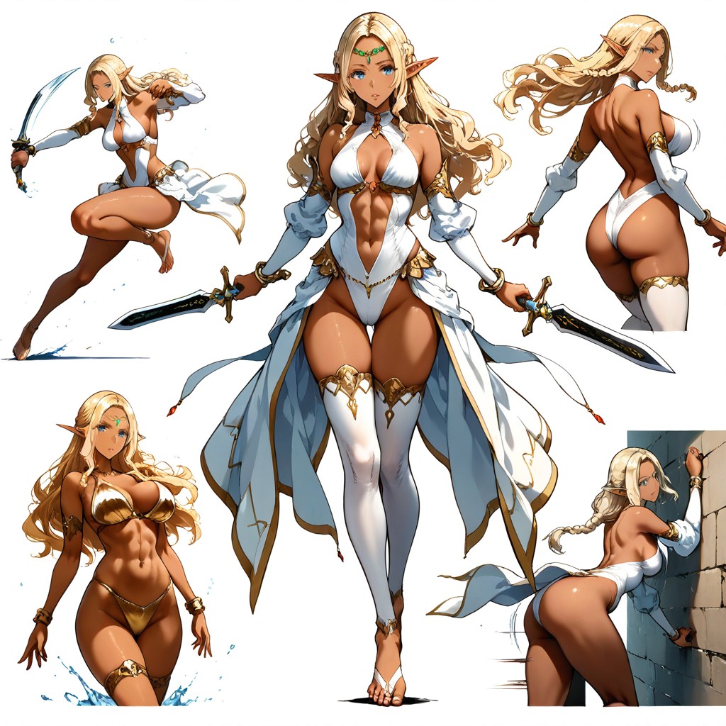 Canonical White Fantasy Outfit, Petit Cul, Smooth Knees Porno IA Hentai