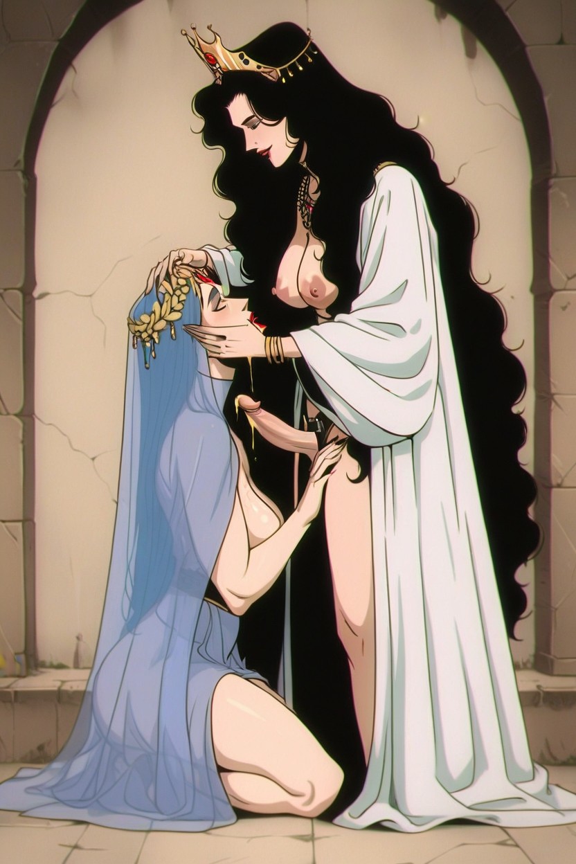 Queen Wears Big Strapon, Woman Has Face, Man's Face Is Satisfied AI黃漫