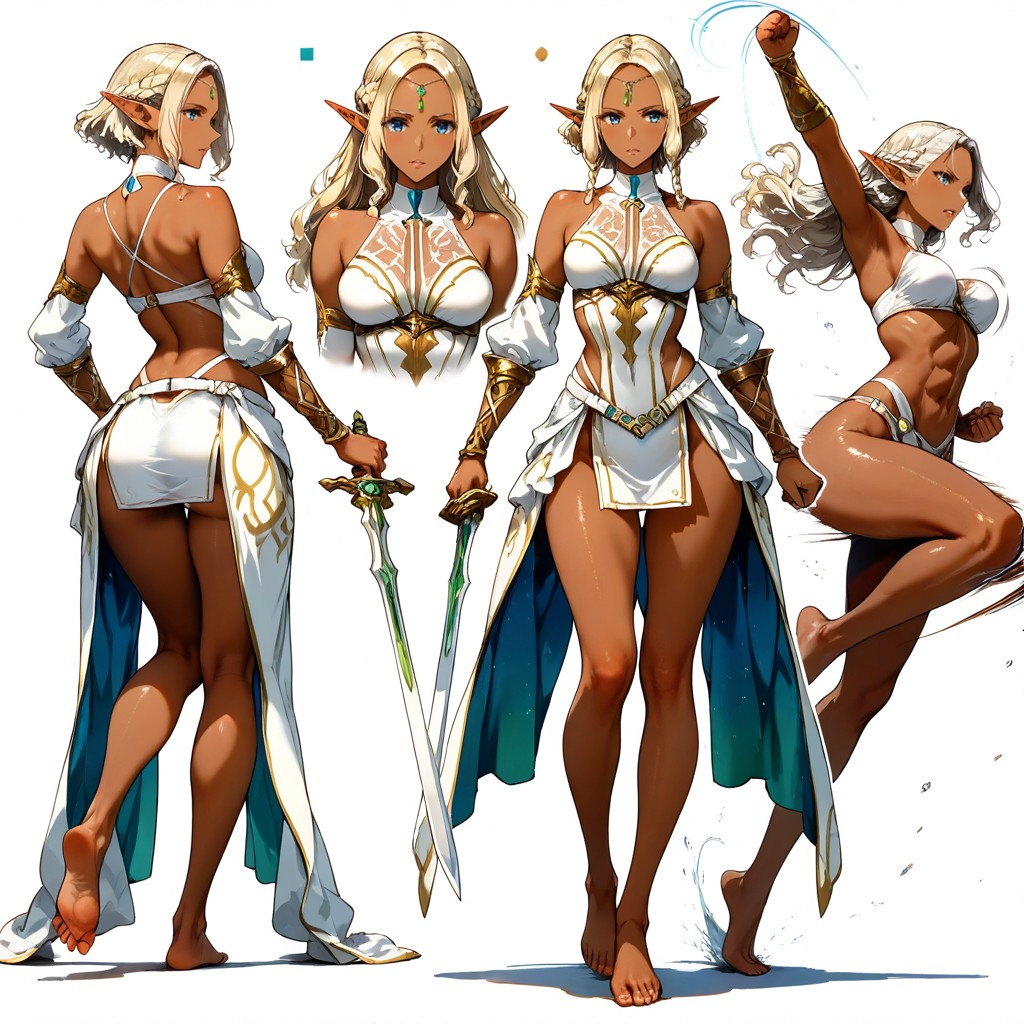 Endou Okito Art Style, Masterful Aesthetic, Dark Skin Elf 헨타이 AI 야짤