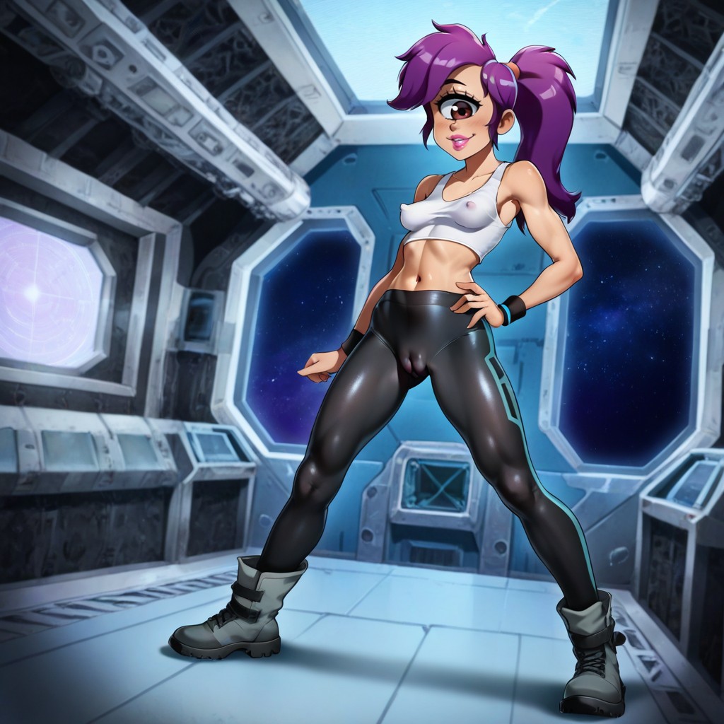 Hand On Hip, Plain White Tank Top, Hyper Detailed Skin Textures Porno IA Hentai