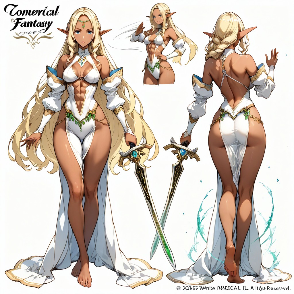 Wavy Blonde Hair, Dynamic Movement, Acrobatic Poses Hentai IA