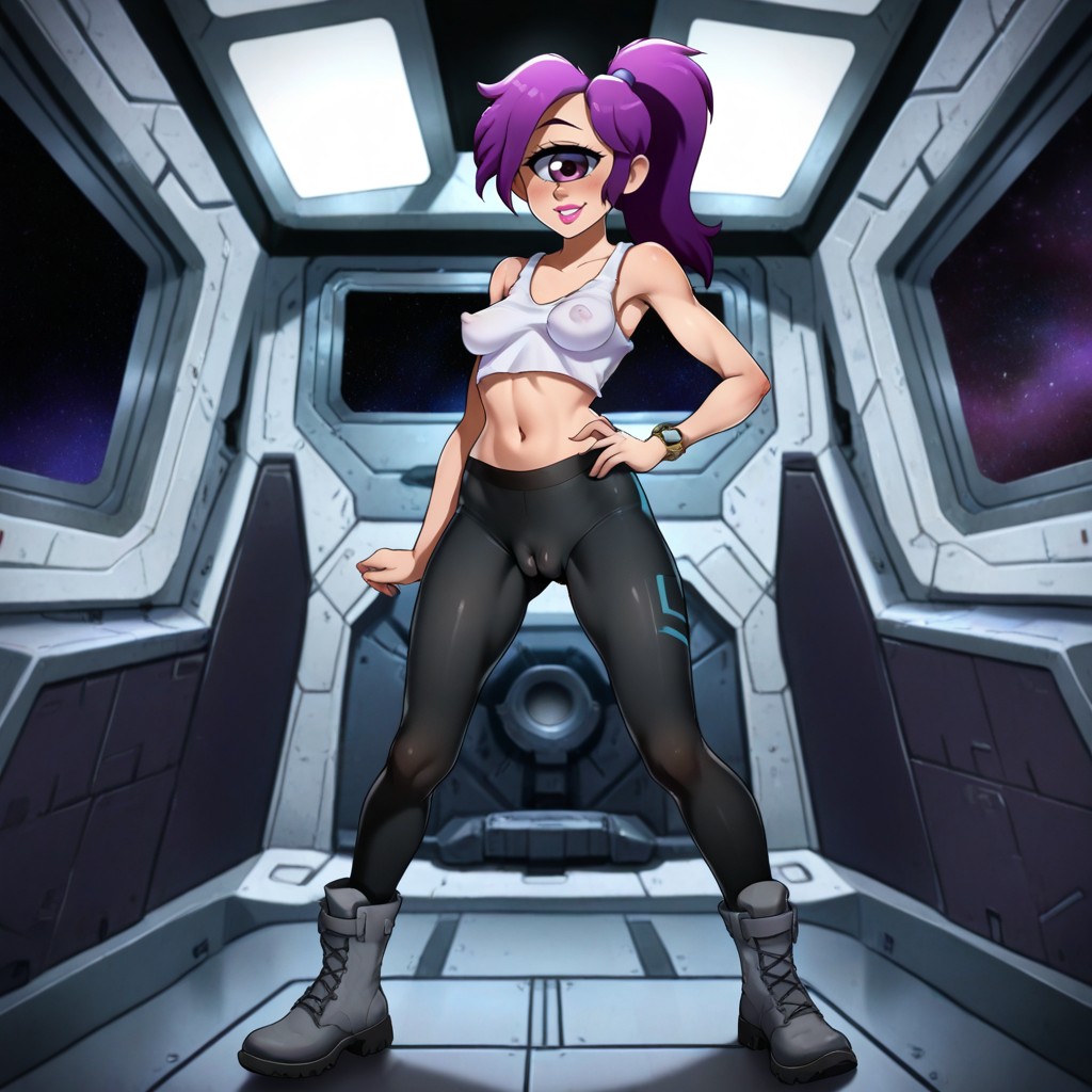 Bimbo Lips, Erect Nipples Under Tank Top, Detailed Hi-tech Spaceship Interior Porno IA Hentai