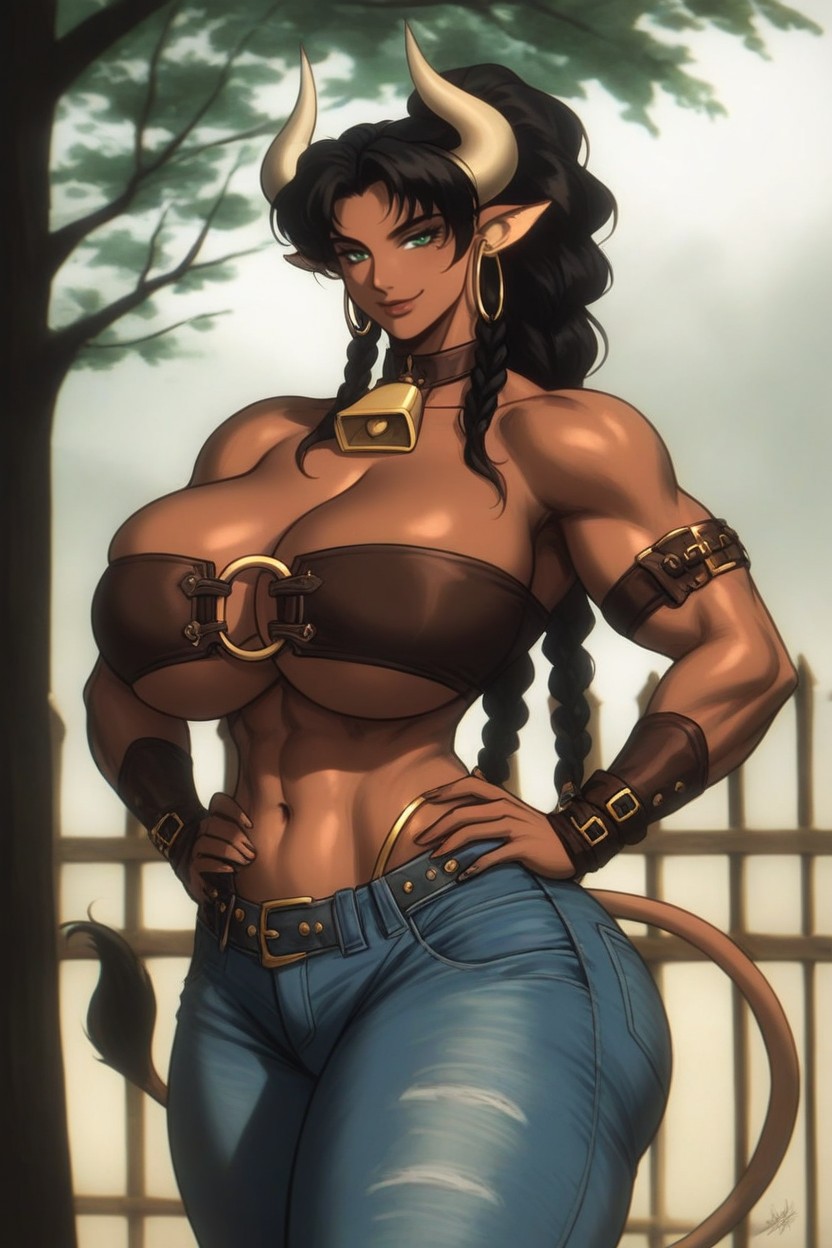 Dark Tan Skin, Dark Tan Breasts, Standing ヘンタイAIポルノ