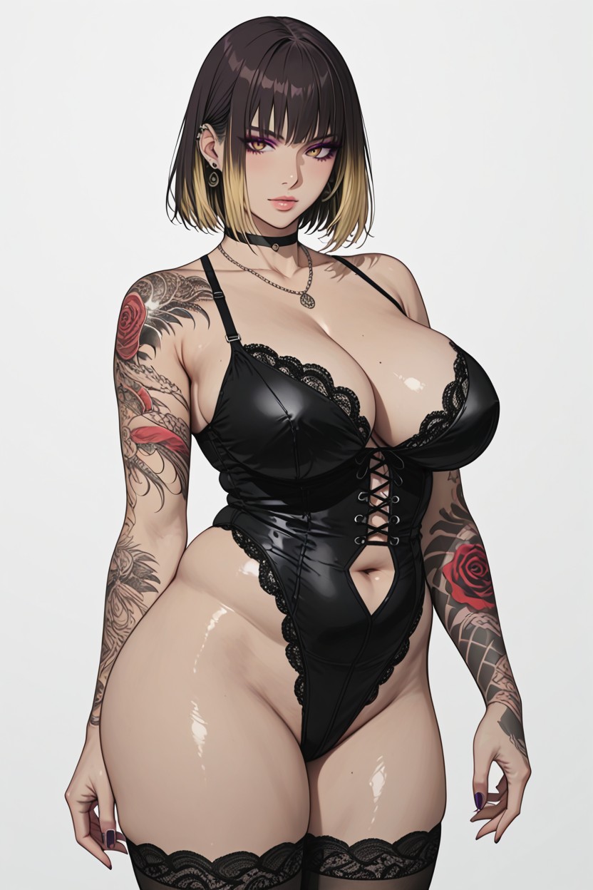 Deep Black Lace Stockings, Excessive Tattoos, Large Crotch Tattoo Porno IA Hentai