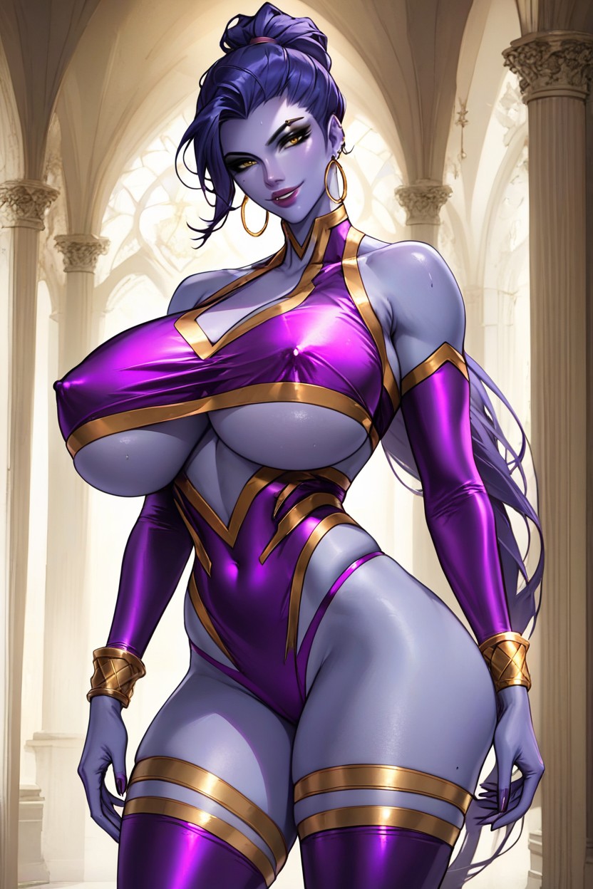 Shiny Oiled Skins, Gold Thigh Bands, Seductive Pose Hentai AI Porn