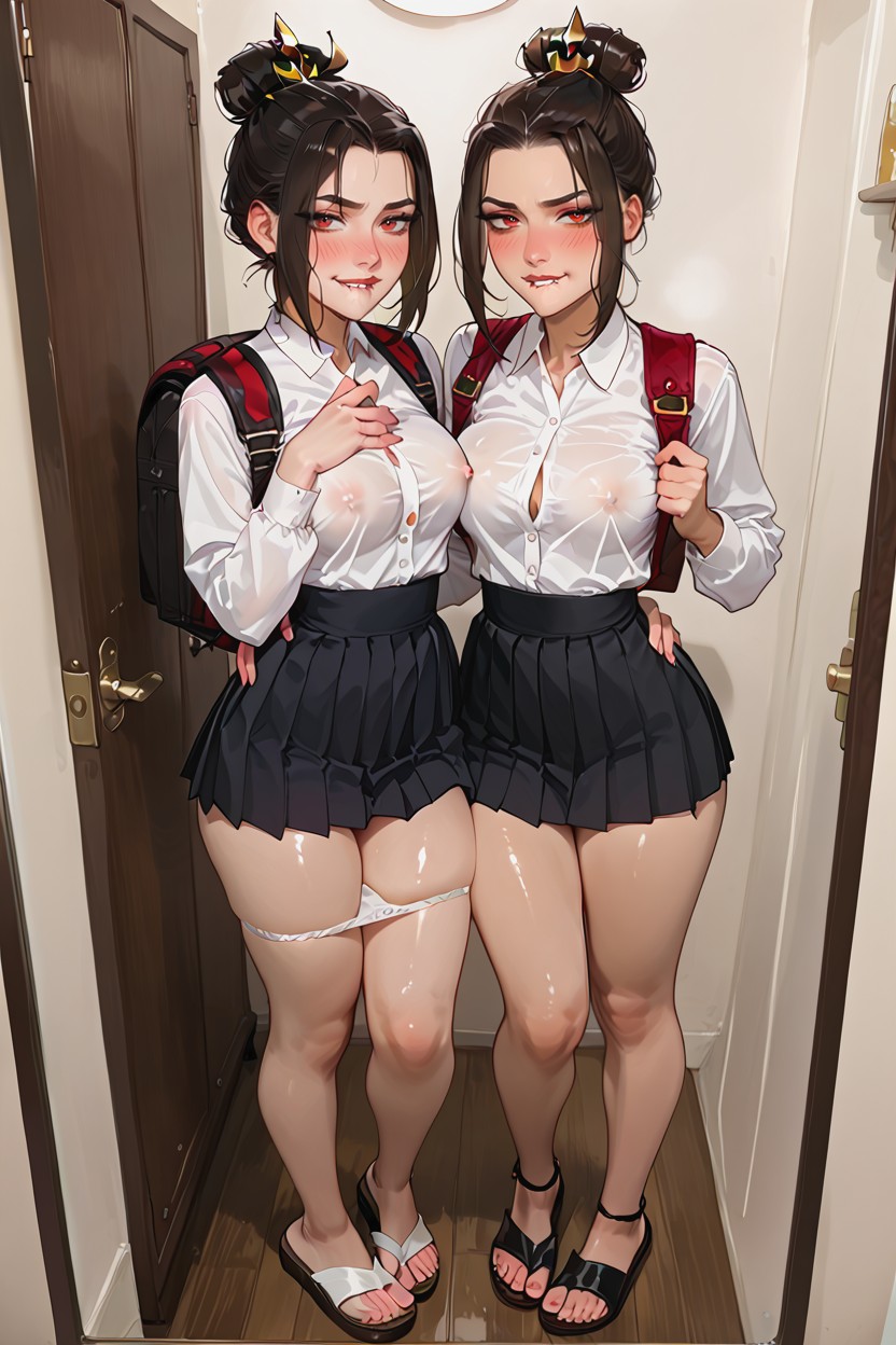 Waist, Wide Hips, Blushing Hentai IA