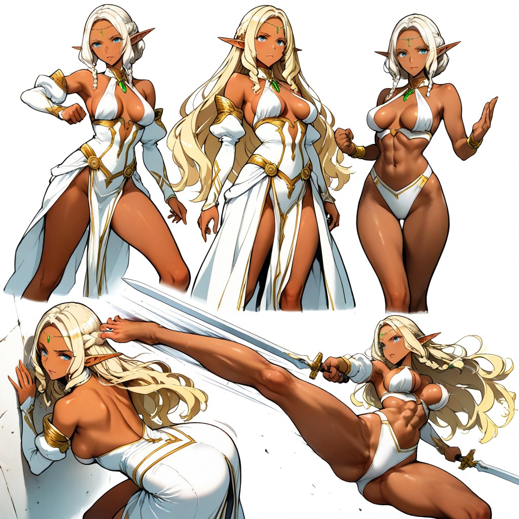Hyper Long Elegant Legs, High Poses Diversity, Muted Colors Hentai AI Porn