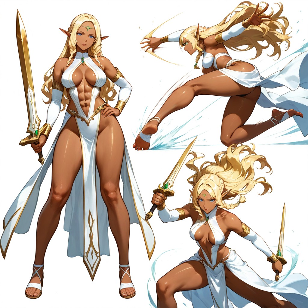 Smooth Knees, Dark Skin Elf, Blue Eyes Porno IA Hentai