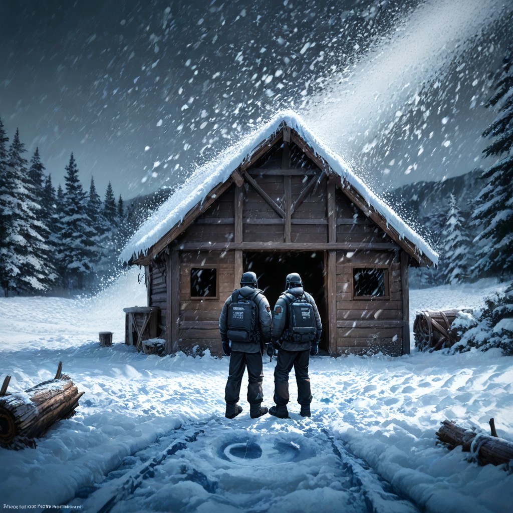 Darkness Inside Cabin, Snowstorm, Pant Legs Flapping Wildly AI黃漫