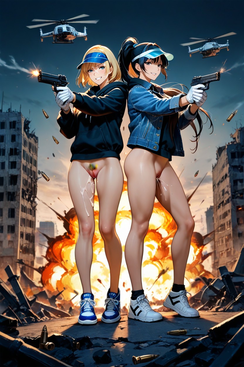 No Wearing Underwear, Thigh Exposed, Vue De Côté Porno IA Hentai