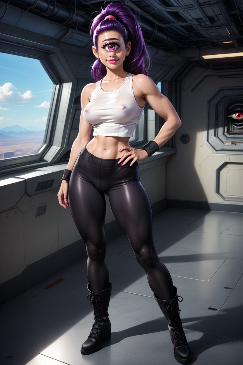 Bimbo Lips, Toned Stomach, Hyper Textured Environment AI黃漫